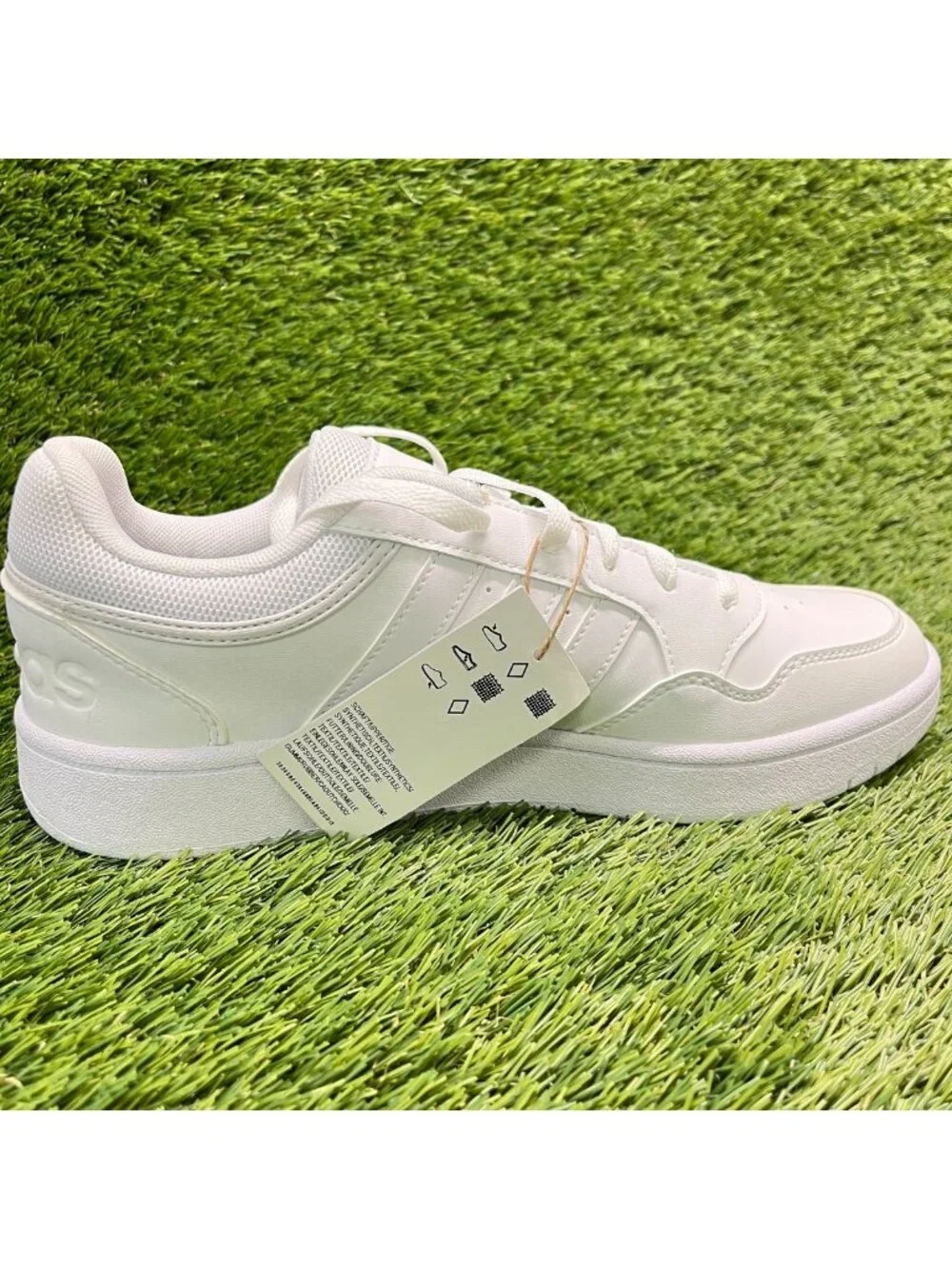 Adidas Hoops 3.0 Womens Size 9 Triple White Athletic Basketball Shoes Sneakers